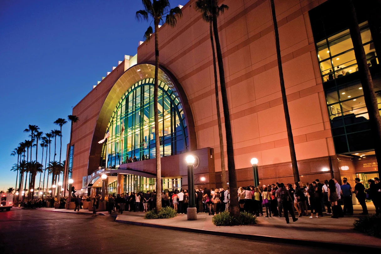 Exterior view of the Honda Center, in ocV!BE section of Orange County, part of the masterplanned field experience tour for 2023 NAR NXT