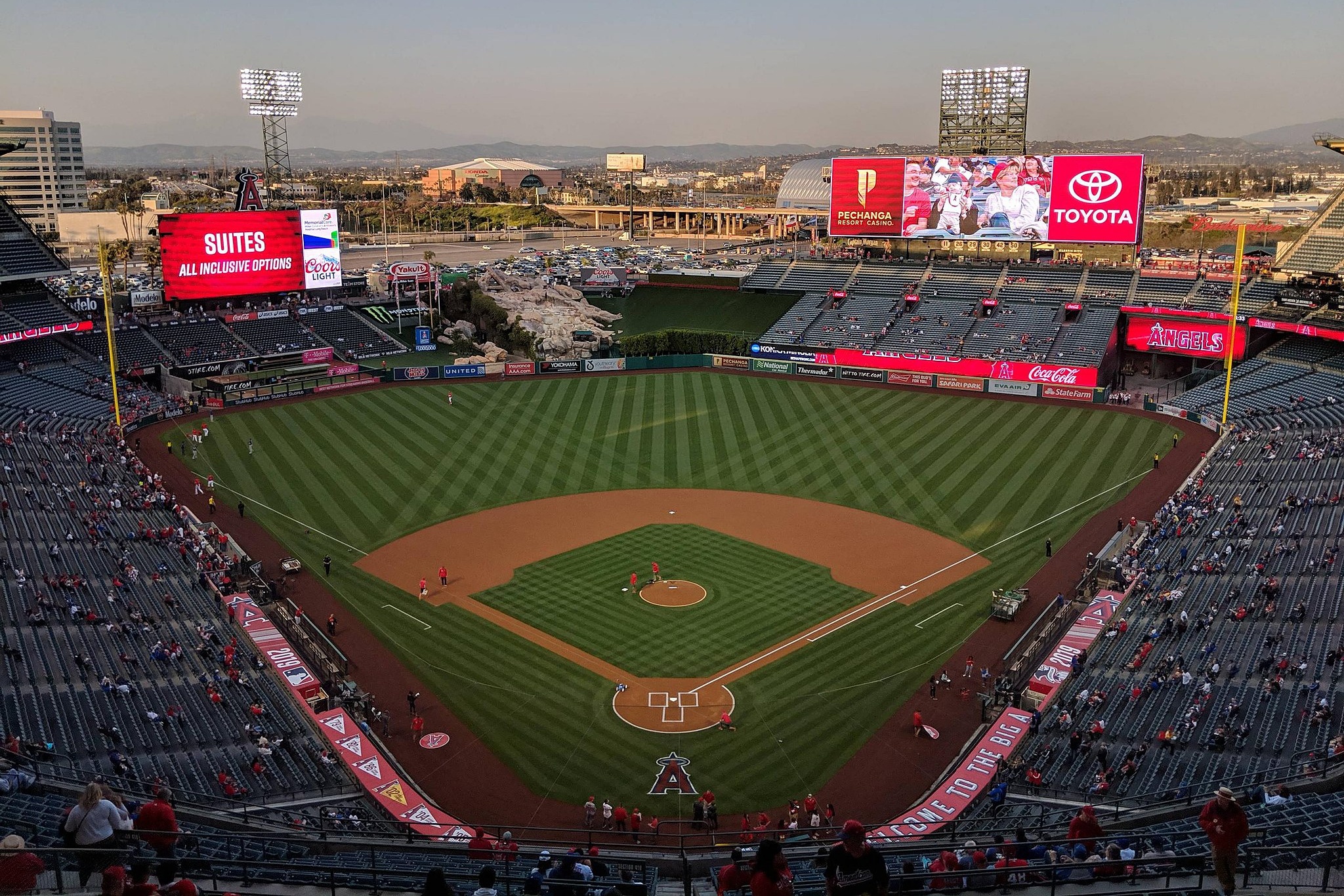 Angel Stadium Baseball Field from Press Box | ©CrispyCream27, CC BY-SA 4.0, via Wikimedia Commons