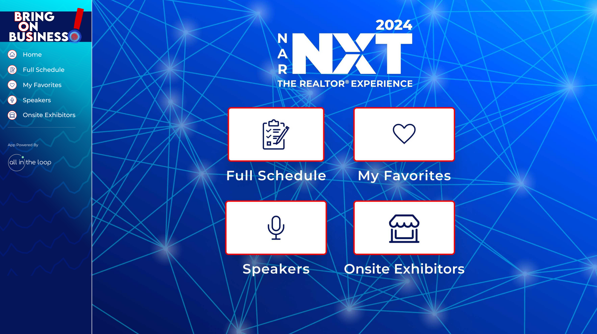 NAR NXT 2024 Event Planner home screen from All in the Loop