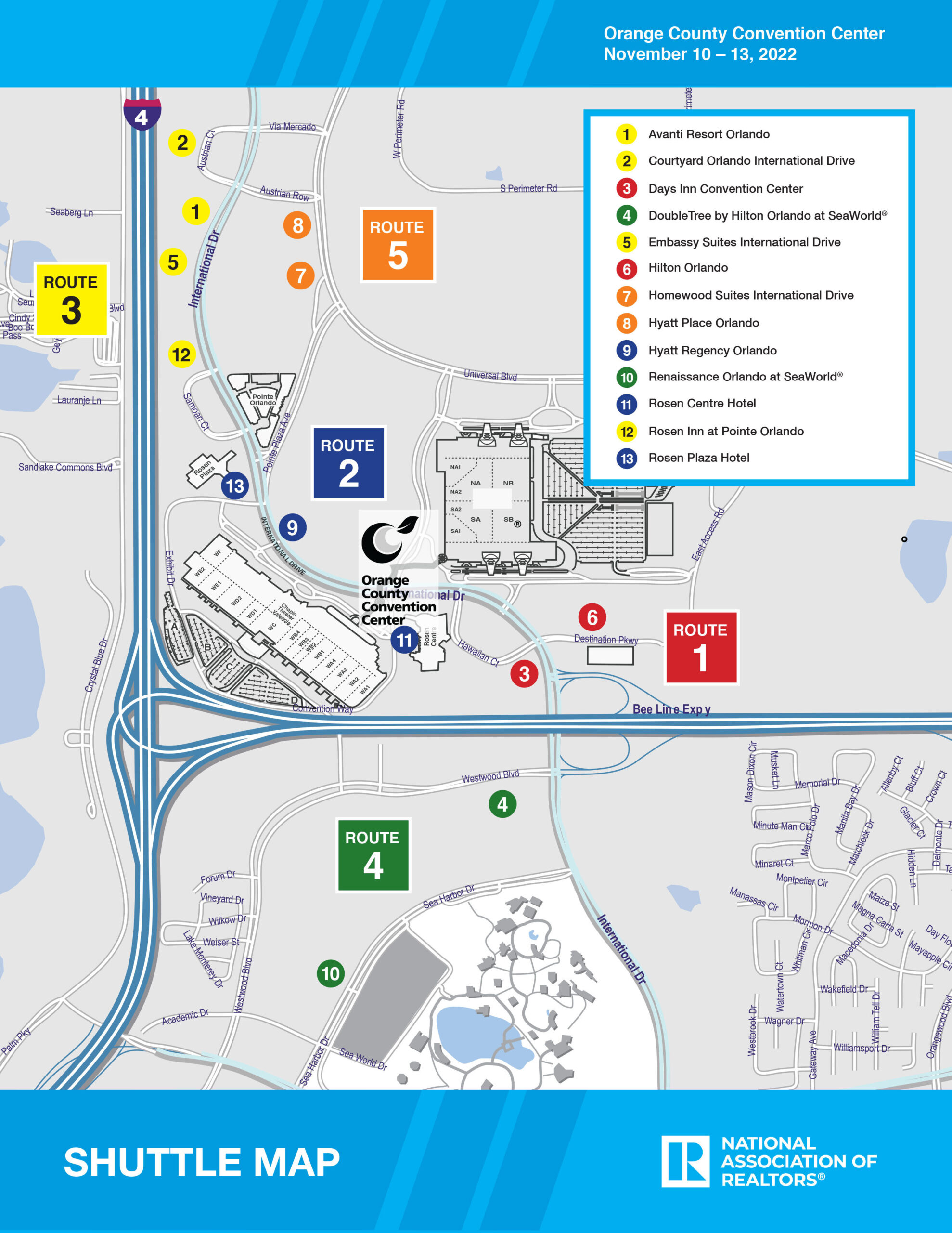 Hotel Shuttle Map, Orlando, NAR NXT 2022