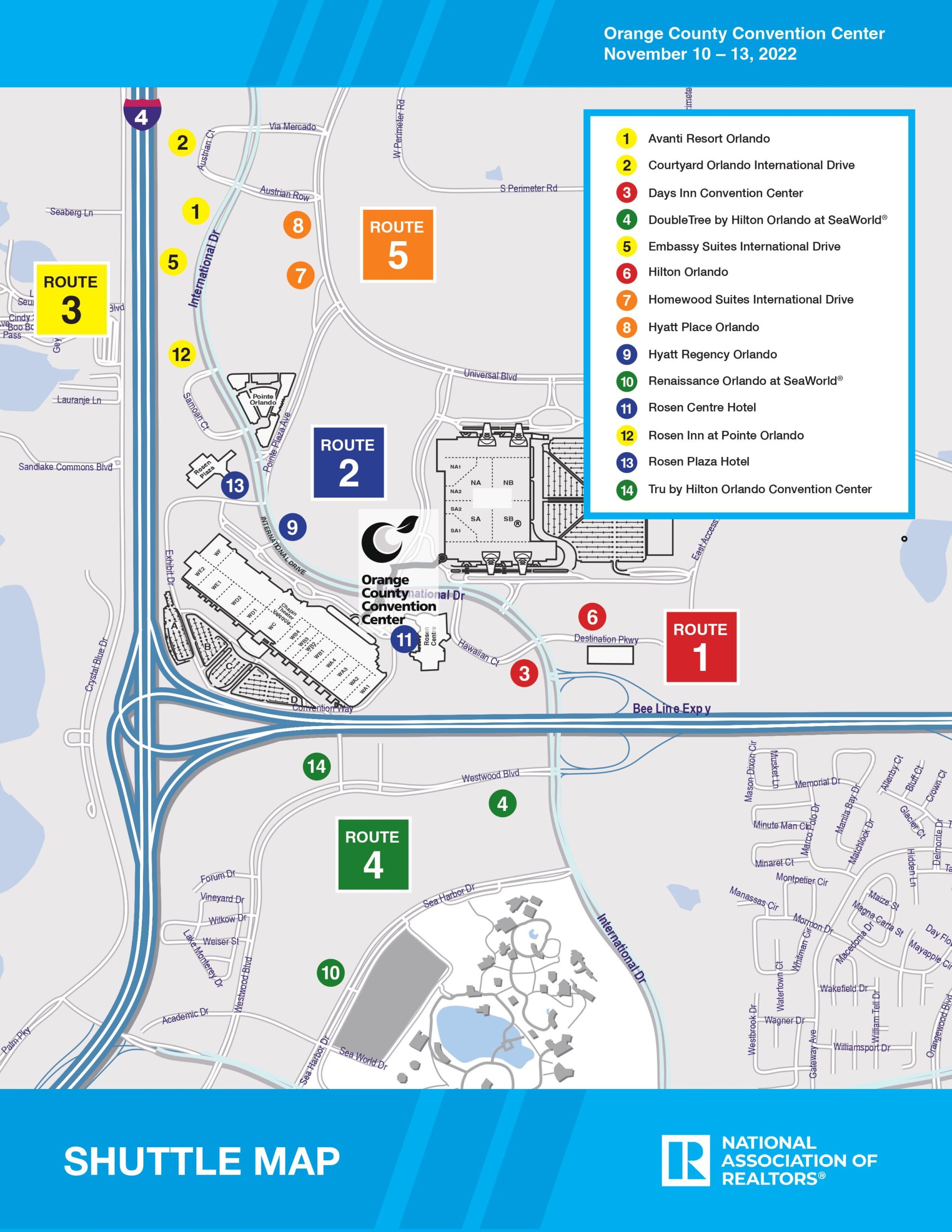 Hotel Shuttle Map, Orlando, NAR NXT 2022