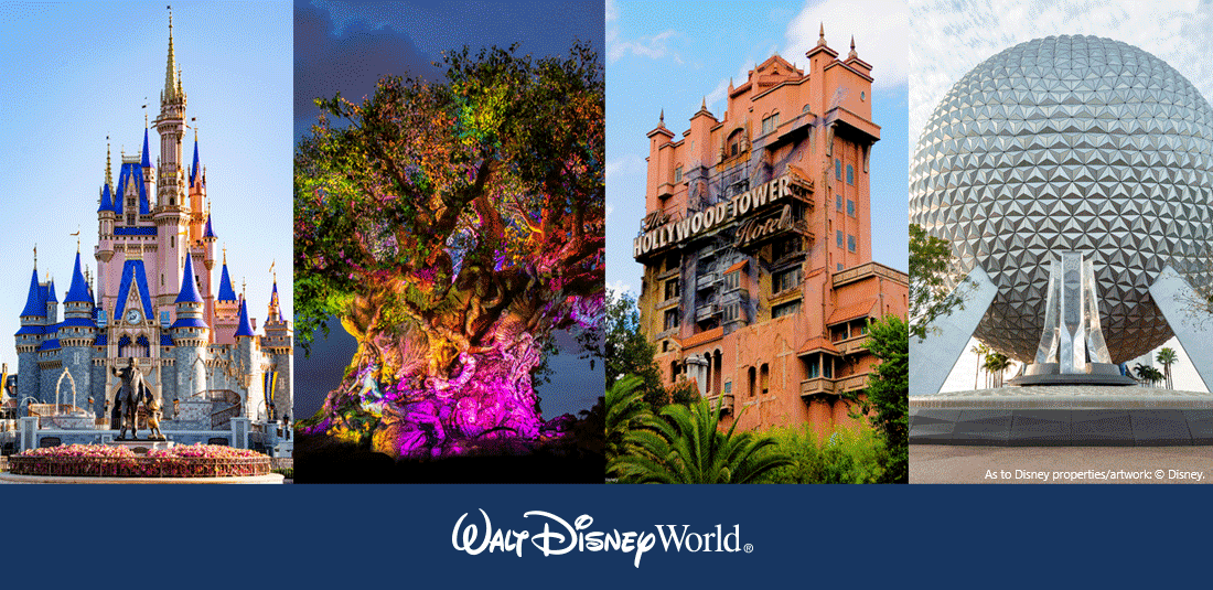 Walt Disney World NAR NXT Attendee discounted rates image with Epcot, Hollywood Tower, and Castle